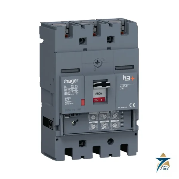Hager HET250JR h3+ P250 LSI 3P 250 A moulded case circuit breaker