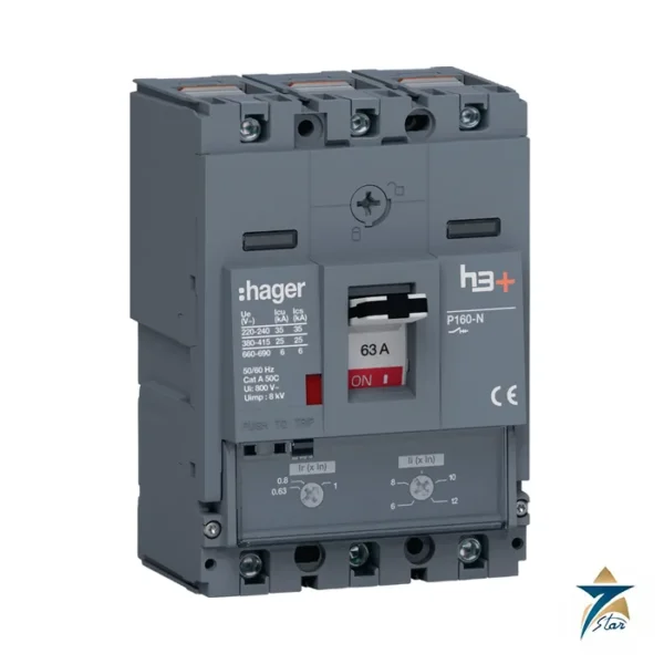 Hager HHS063DC h3+ P160 3P 63 A moulded case circuit breaker