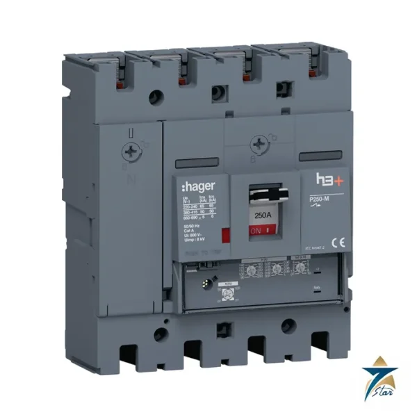 Hager HMT251GR h3+ P250 4P LSnI 250 A moulded case circuit breaker