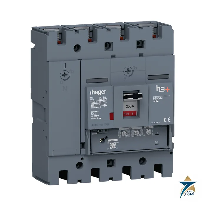 Hager HMT251GR h3+ P250 4P LSnI 250 A moulded case circuit breaker