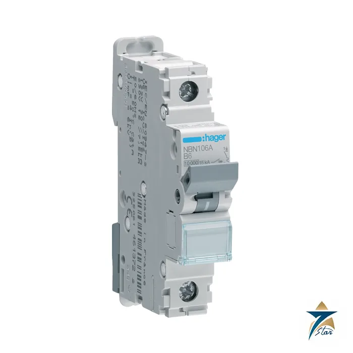 hager-nbn106a Hager NBN106A 1P B 6 A miniature circuit breaker