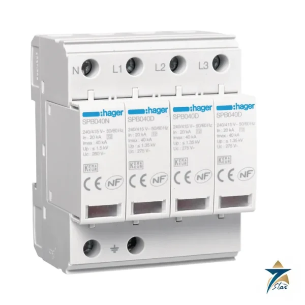 Hager SPB440D 4P Type 2 surge protection device