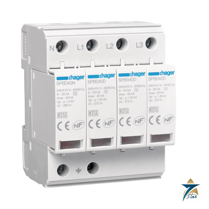 hager-spb440d Hager SPB440D 4P Type 2 surge protection device