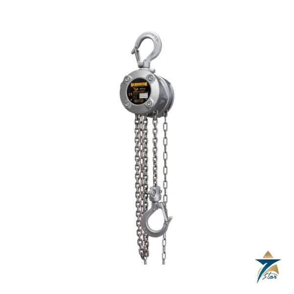 Harrington CX mini hand chain hoist with aluminium body and hooks