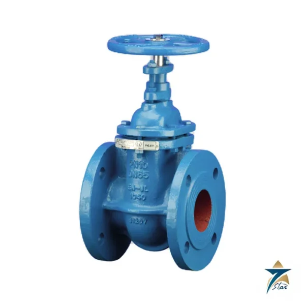 Hattersley Fig. M511 cast iron flanged gate valve with blue handwheel