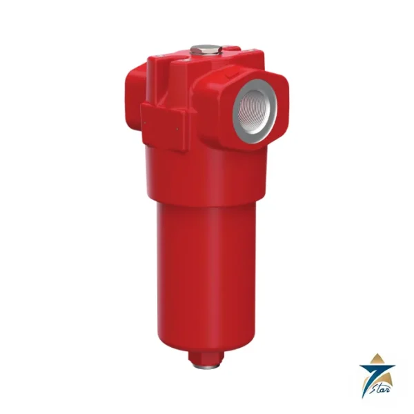 Hydac DF high-pressure inline filter with red ductile iron head