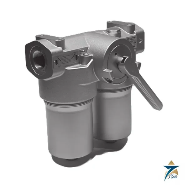 Hydac FLND aluminium duplex change-over inline filter with lever