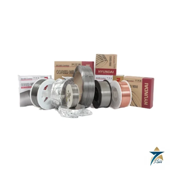 Hyundai Welding flux-cored wire spools and boxes