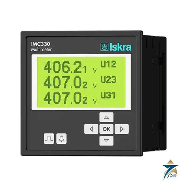 Iskra iMC330 multimeter front panel with graphic LCD (iMC350 network recorder shares the same data sheet)