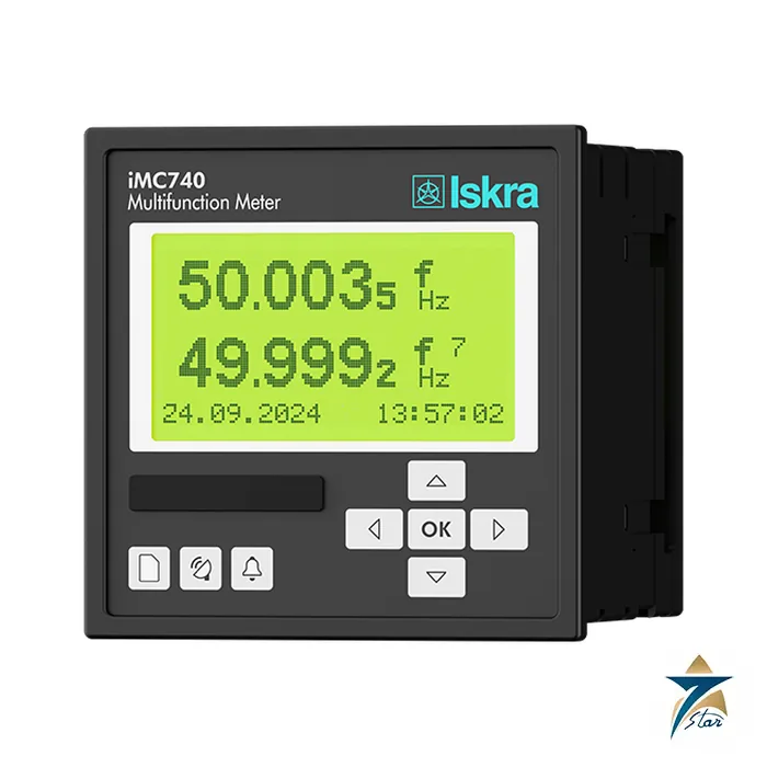 Iskra iMC740 multifunction meter front panel with 96 mm square housing