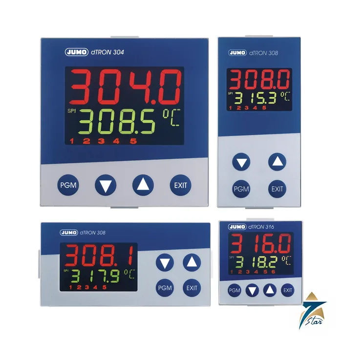 jumo-703041 JUMO dTRON 316 compact controller front view (dTRON 300 family photo)