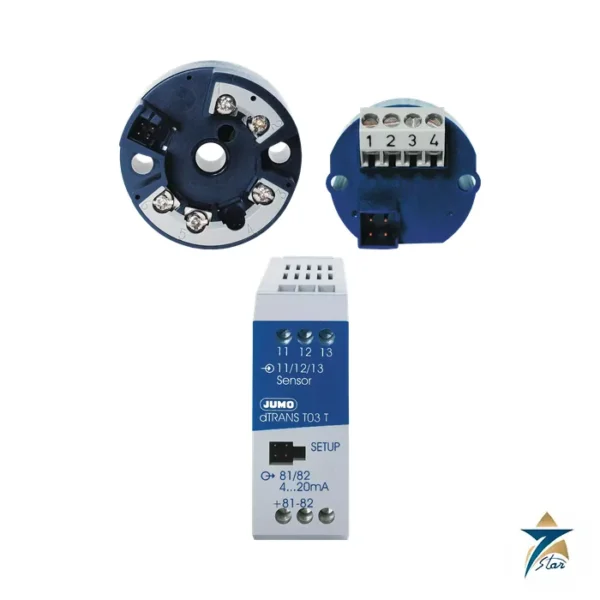JUMO dTRANS T03 analog temperature transmitter (family photo)