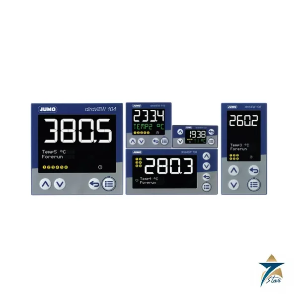 JUMO diraVIEW digital panel indicators, several DIN formats (family image)