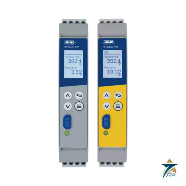 JUMO dTRANS T06 four-wire DIN-rail transmitter, standard and SIL versions