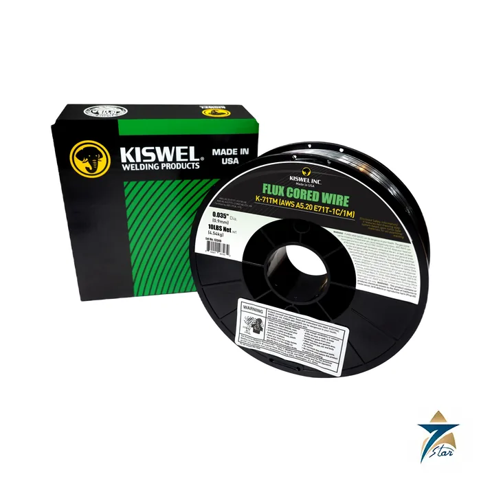 KISWEL K-71TM flux-cored wire spool and box