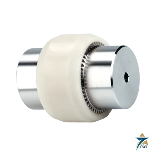 KTR BoWex curved-tooth gear coupling with white nylon sleeve