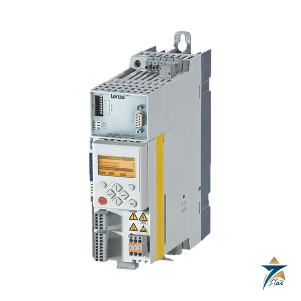Lenze 8400 StateLine inverter family image shown for E84AVSCE5524SX0, with a PROFIBUS module fitted