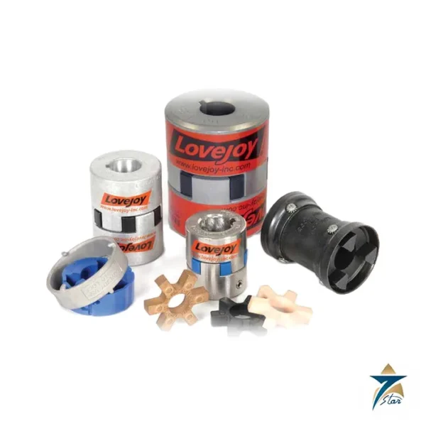 Lovejoy L Type jaw coupling family: hubs and spiders (family photo)