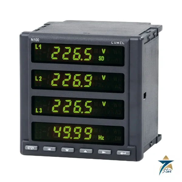 Lumel N100 three-phase power network analyzer with four-line LED display