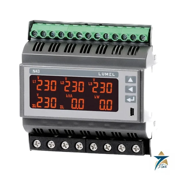 Lumel N43 rail-mounted three-phase power network meter
