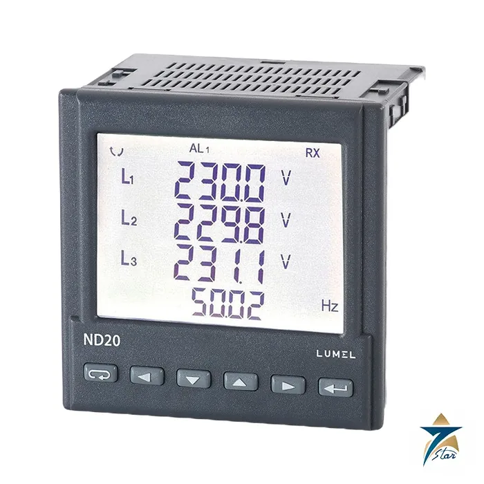Lumel ND20 panel-mounted power network meter with backlit LCD screen
