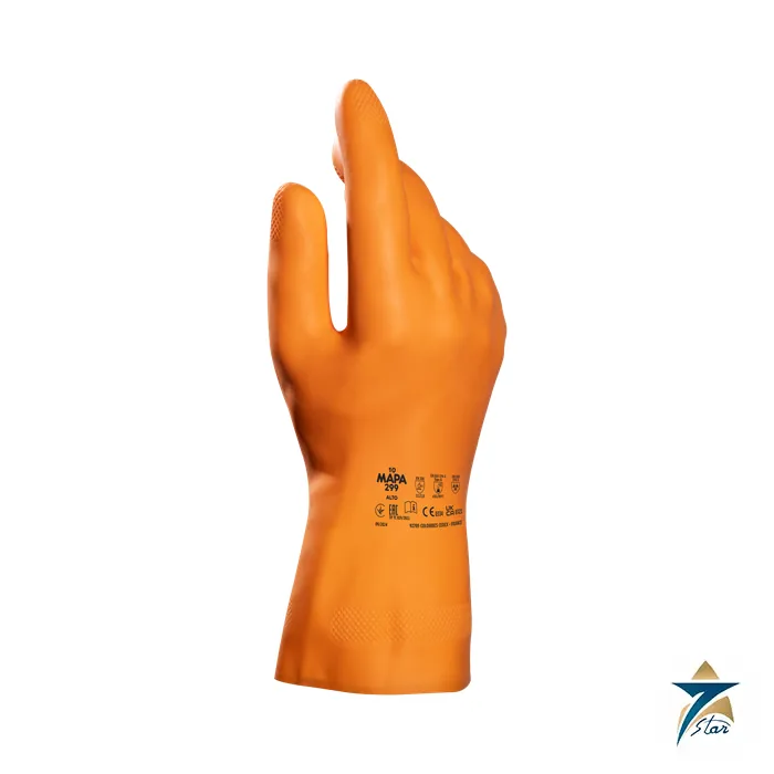 mapa-alto-299 Mapa Professional Alto 299 orange flock-lined natural latex chemical glove