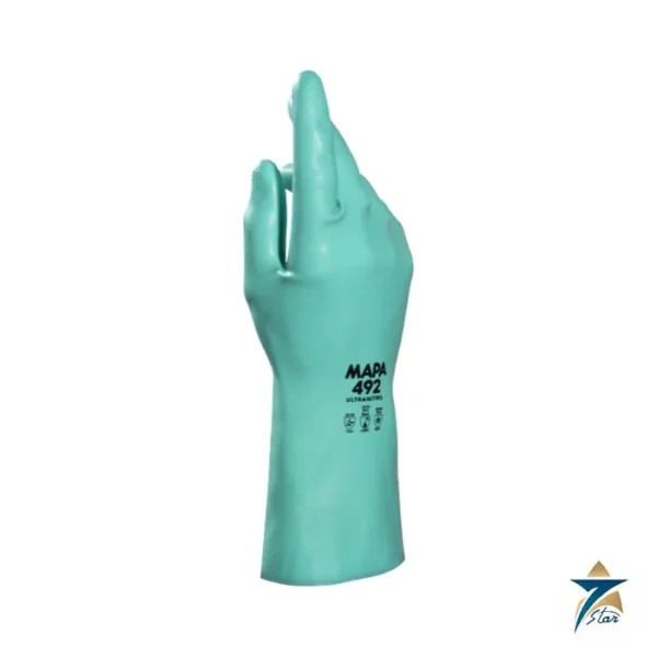 Mapa Professional Ultranitril 492 green flock-lined nitrile chemical protection glove