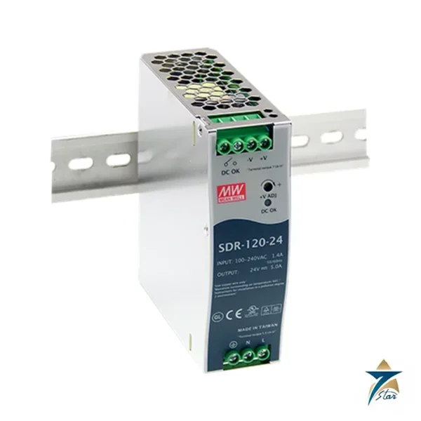 Mean Well SDR-120-24 PFC DIN rail power supply