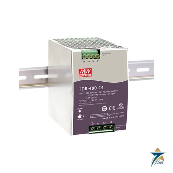 Mean Well TDR-480-24 three-phase DIN rail power supply