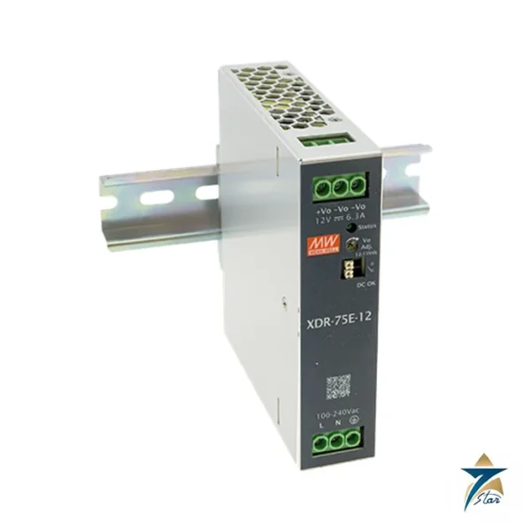 Mean Well XDR-75E-12 ultra-slim DIN rail power supply