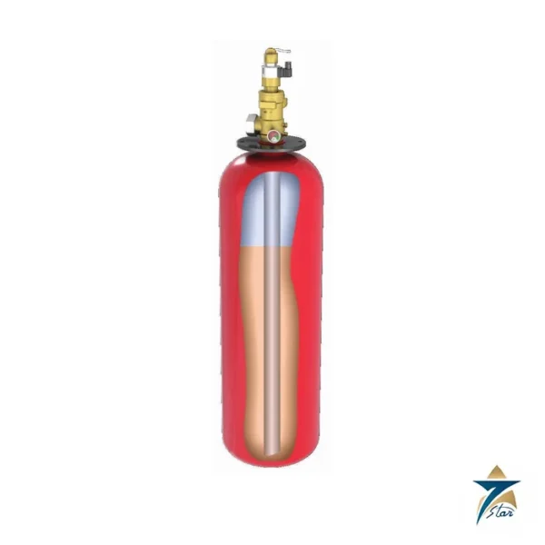 Minimax MX 200 extinguishing agent cylinder with valve, cutaway view