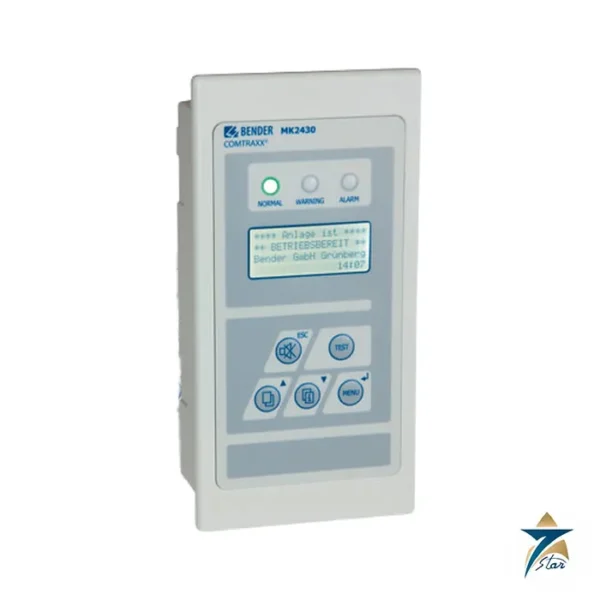 Bender COMTRAXX MK2430 remote alarm indicator and test combination, front view (MK2430 family photo)