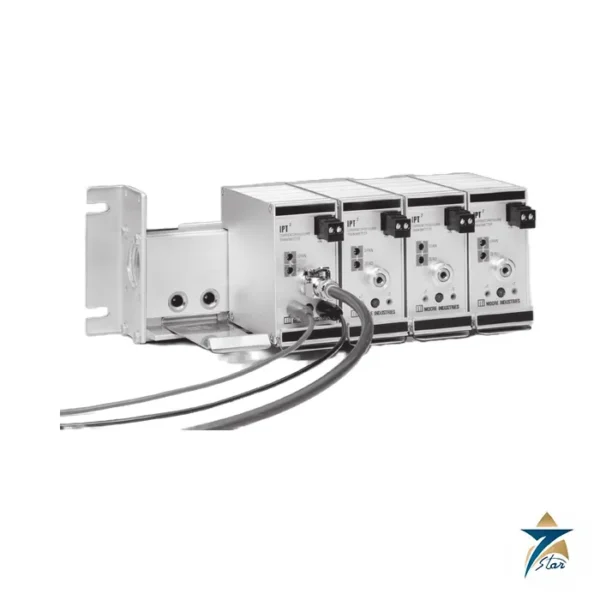 Moore Industries IPT2 current-to-pressure transmitters on a pneumatic rack
