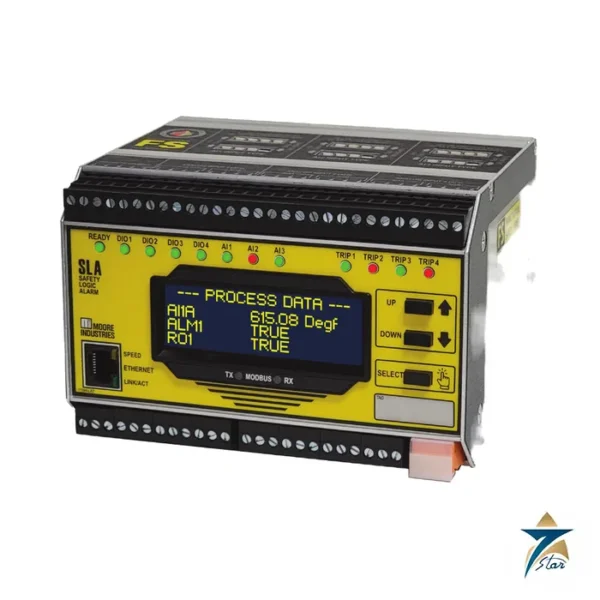 Moore Industries SLA safety logic alarm DIN-rail unit with OLED display