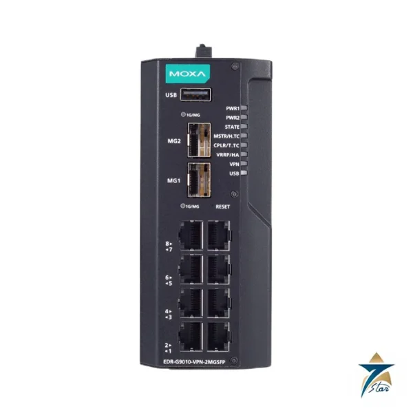 Moxa EDR-G9010-VPN-2MGSFP 10-port industrial secure router