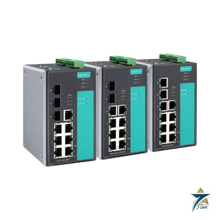 Moxa EDS-510A-3GT 10-Port Managed Gigabit Switch, official Moxa family image