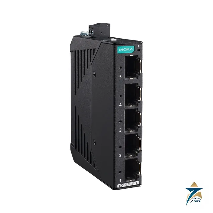 Moxa EDS-G2005-EL 5-Port Gigabit Unmanaged Industrial Switch, official Moxa image