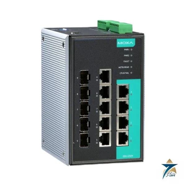 Moxa EDS-G509 9-Port Full Gigabit Managed Ethernet Switch, official Moxa image