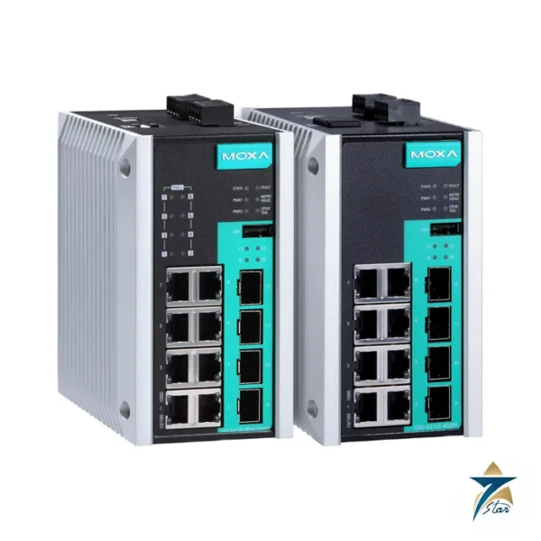 Moxa EDS-G512E-4GSFP 12-Port Full Gigabit Managed Switch, official Moxa family image