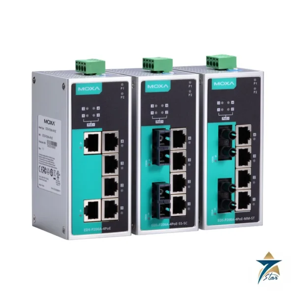 Moxa EDS-P206A-4PoE 6-Port Unmanaged Switch with 4 PoE Ports, official Moxa family image