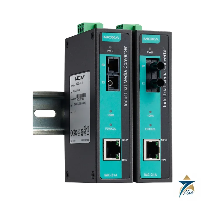 moxa-imc-21a Moxa IMC-21A industrial Ethernet-to-fiber media converter