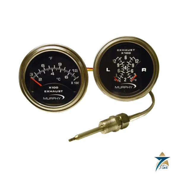 Murphy single and dual port exhaust pyrometer gauges with thermocouple