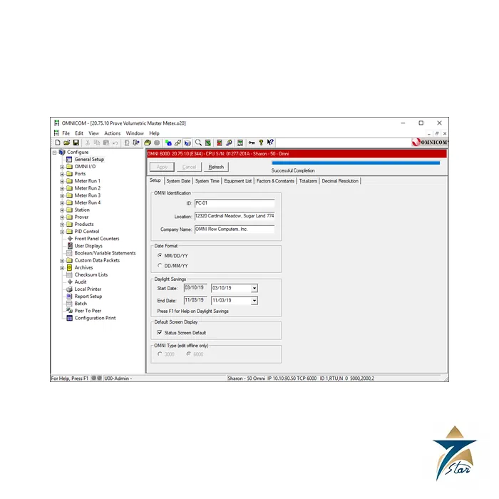 OMNI OMNICOM configuration software screen for OMNI 6000 OMNI OMNICOM configuration software screen for OMNI 6000