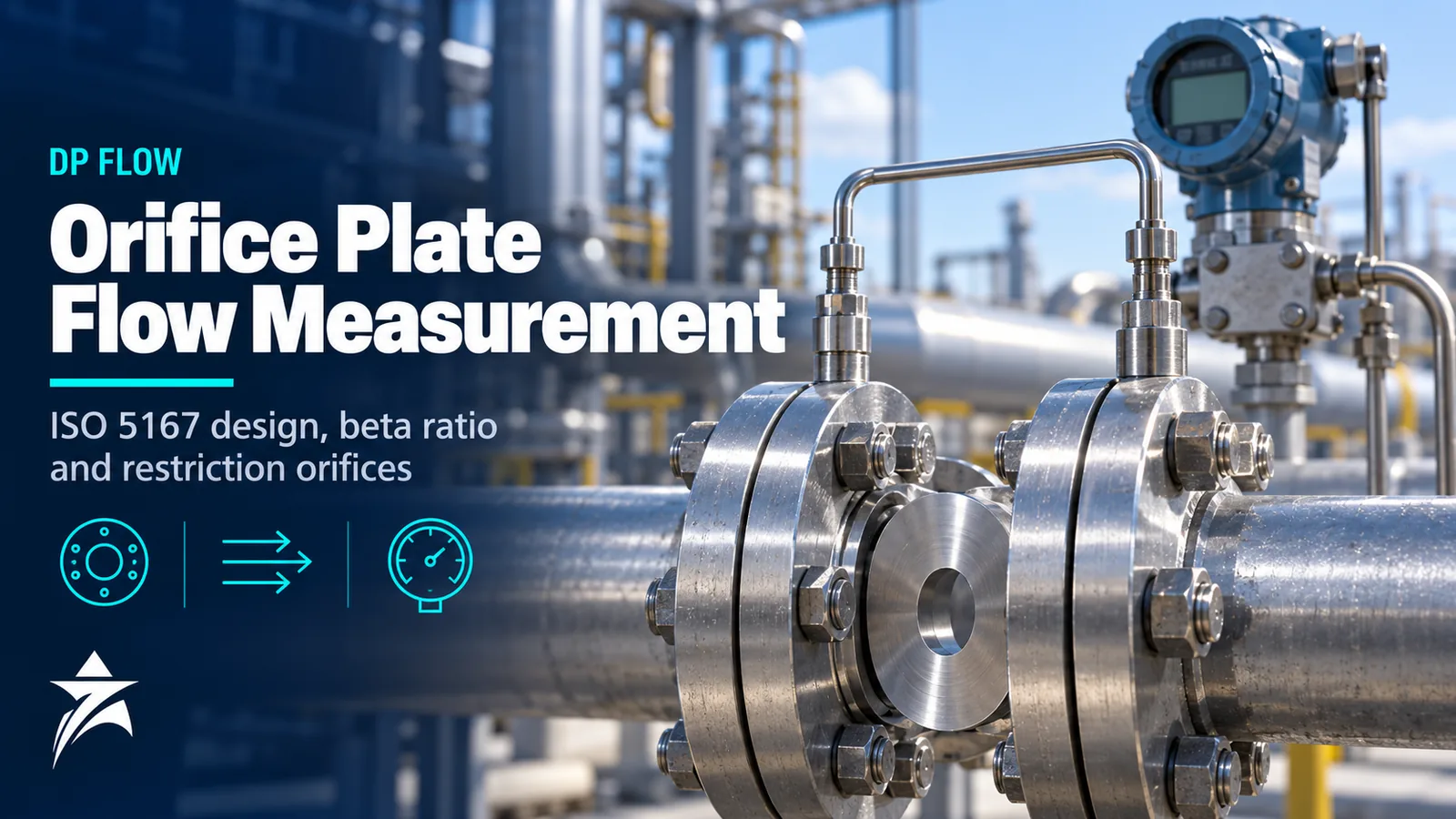 Orifice plate between raised-face flanges with DP transmitter impulse lines on a gas pipeline, Seven Star LLC