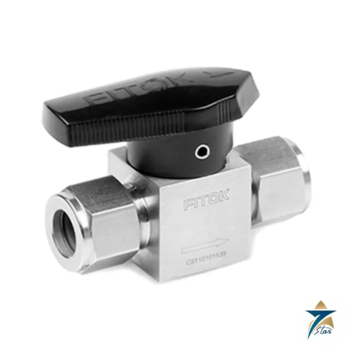 FITOK PVSS-FL2-02 two-way plug valve in 316 stainless steel with 1/8 in. FITOK tube ends