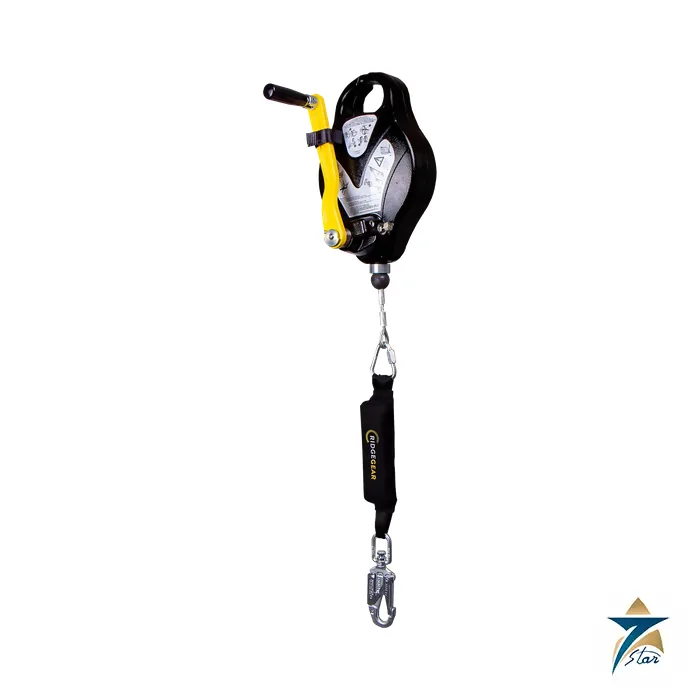 Ridgegear RGA4/EDGE fall arrest block with yellow recovery winch handle
