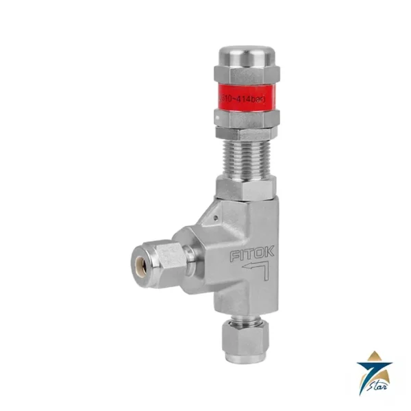 FITOK RVSS-FL4-6-C proportional relief valve in 316 stainless steel with 1/4 in. FITOK tube ends