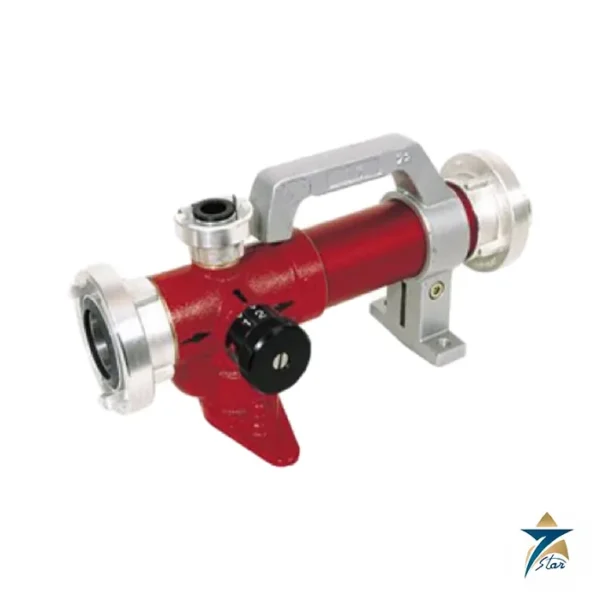 Safco Italia Series Z foam mixer (family photo), red aluminium inline mixer with 2 inch connections and carry handle