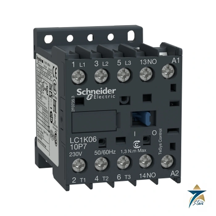 Schneider Electric LC1K0610P7 TeSys K contactor, 230 V AC coil Schneider Electric LC1K0610P7 TeSys K contactor, 230 V AC coil