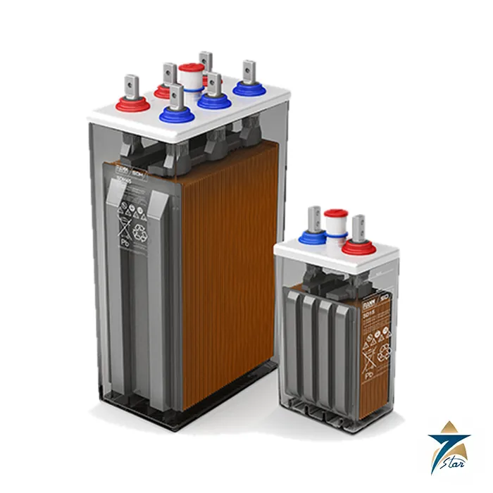 FIAMM SD and SDH flat-plate flooded cells family photo (SD 15 is one type of the range)